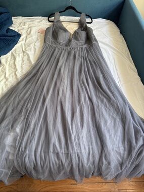 Anthropologie BHLDN Jenny Yoo Gray Tulle Gown with Structured Bodice